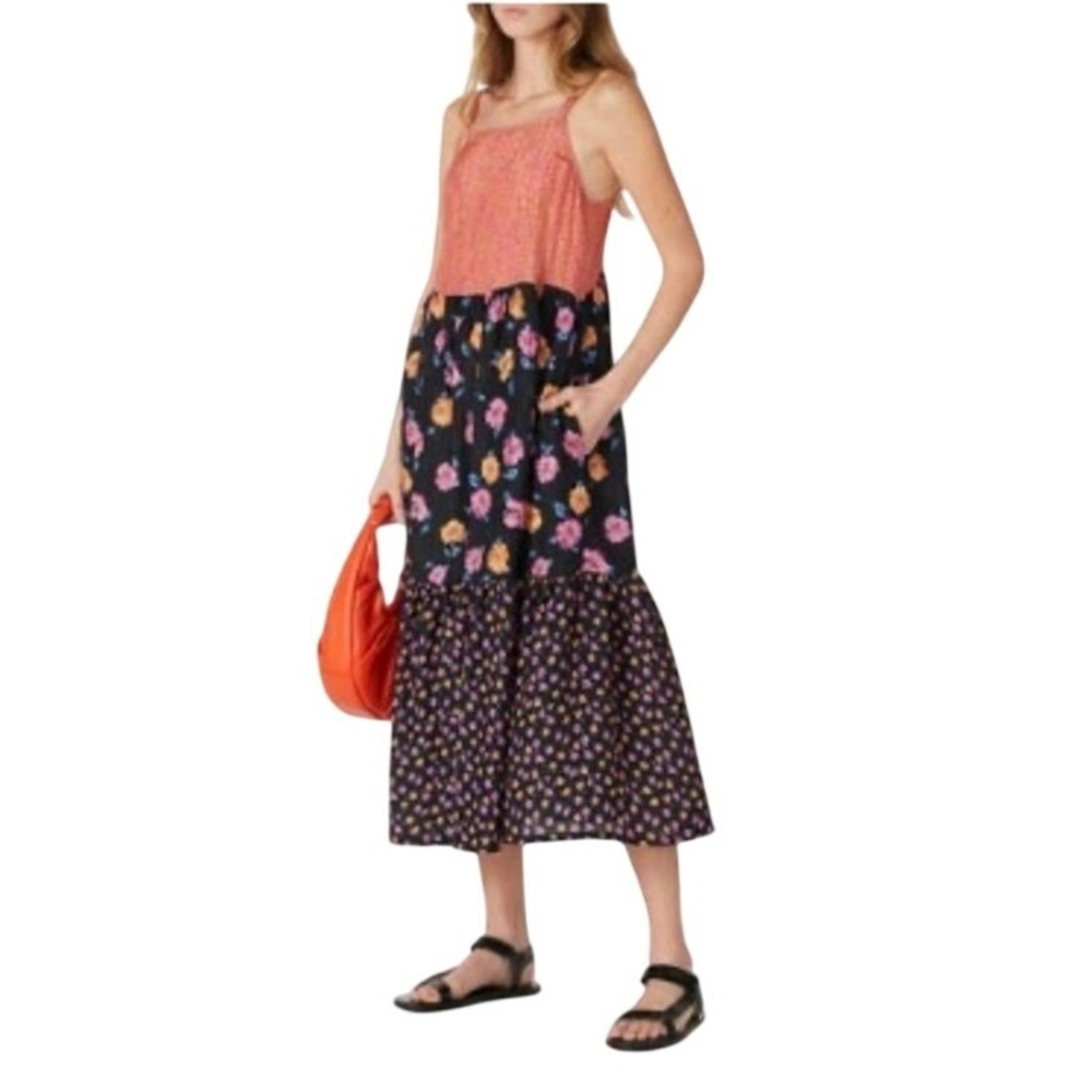 No. 6 Eden Printed Dress Size 3R Mixed Floral Tiered Maxi Dress